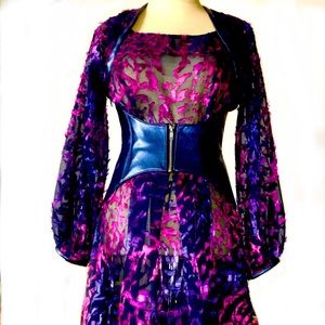 LOT- Sheer dress/ shrug/ vinyl corset belt